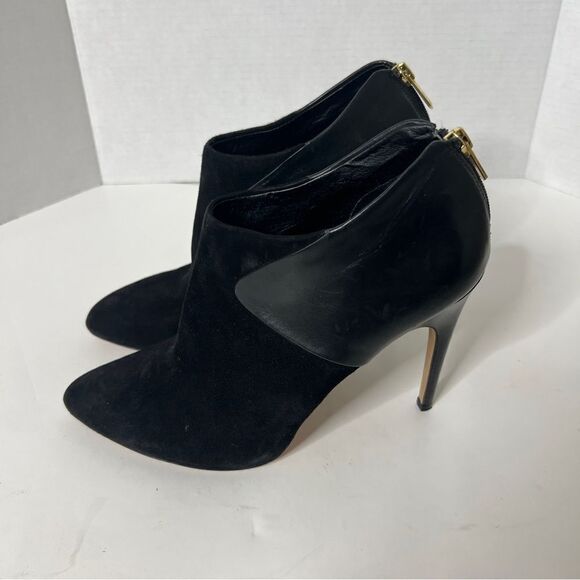 SAM EDELMAN Jacelyn Black Suede Leather Zip Up Stiletto Ankle Booties Boots - Picture 5 of 9